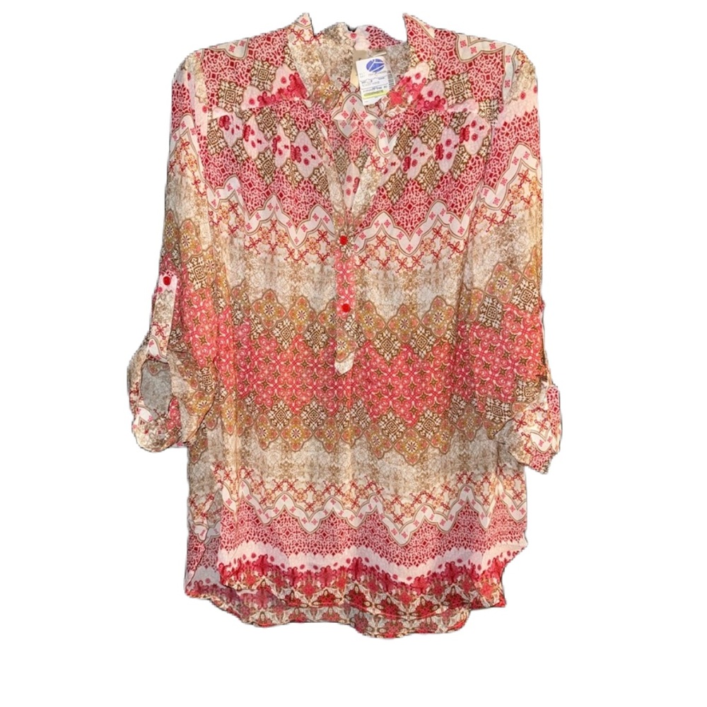 NWT Tacera Multicolor Patterned Blouse Size 1X